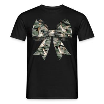 Coquette Bow Duck Hunting Hunter Camouflage Ribbon - Men's T-Shirt - black - Front - AI Model Male 178 light (178cm)