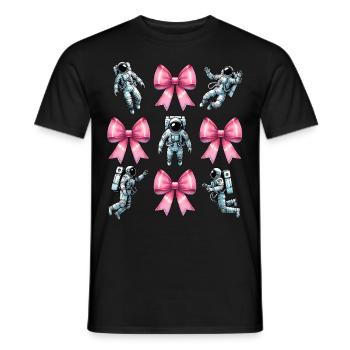Coquette Bow Astronaut Space Pink Ribbon Mom - Men's T-Shirt - black - Front - AI Model Male 178 light (178cm)