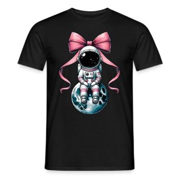 Coquette Bow Astronaut Space Pink Ribbon Mom - Men's T-Shirt - black - Front - AI Model Male 178 light (178cm)