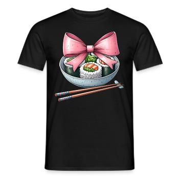 Coquette Bow Sushi Japanese Food Pink Ribbon - Men's T-Shirt - black - Front - AI Model Male 178 light (178cm)