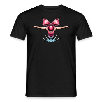 Coquette Bogen Schwimmen Schwimmer Schwimmen Rosa - Männer T-Shirt - Schwarz - Vorne - AI Model Male 178 light (178cm)