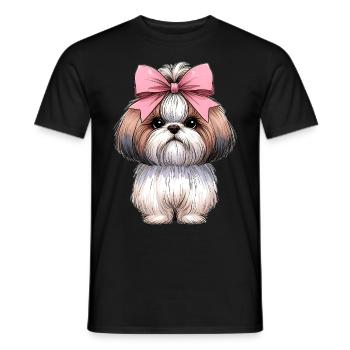 Coquette Bow Shih Tzu Dog Mom Pink Bow - Men's T-Shirt - black - Front - AI Model Male 178 light (178cm)