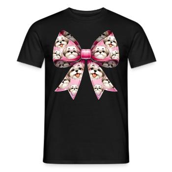 Coquette Bow Shih Tzu Dog Mom Pattern Pink - Men's T-Shirt - black - Front - AI Model Male 178 light (178cm)
