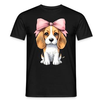 Coquette Bow Beagle Dog Mom Pink Ribbon - Men's T-Shirt - black - Front - AI Model Male 178 light (178cm)