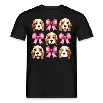 Coquette Bow Beagle Dog Mom Pink Ribbon - Men's T-Shirt - black - Front - AI Model Male 178 light (178cm)