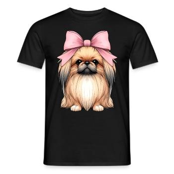 Coquette Bow Pekingese Dog Mom Pink Ribbon - Men's T-Shirt - black - Front - AI Model Male 178 light (178cm)