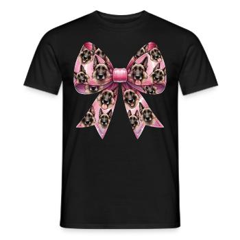 Coquette Bow Belgian Malinois Dog Mom Pattern - Men's T-Shirt - black - Front - AI Model Male 178 light (178cm)