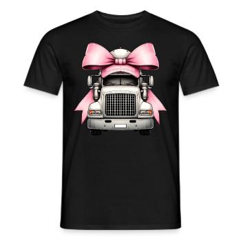 Coquette Bow Trucker Truck Driver Mom Ribbon - Men's T-Shirt - black - Front - AI Model Male 178 light (178cm)