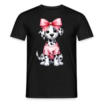 Coquette noeud dalmatien chien maman rose - T-shirt homme - noir - Devant - AI Model Male 178 light (178cm)