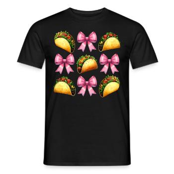 Coquette Bow Tacos Mexican Food Pink Ribbon - Men's T-Shirt - black - Front - AI Model Male 178 light (178cm)