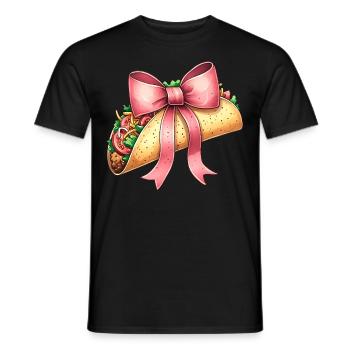 Coquette Bow Tacos Mexican Food Pink Ribbon - Men's T-Shirt - black - Front - AI Model Male 178 light (178cm)