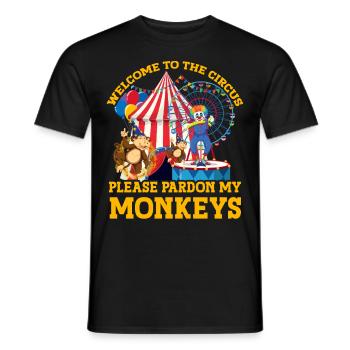 Welcome to the circus please pardon my monkeys - Men's T-Shirt - black - Front - AI Model Male 178 light (178cm)