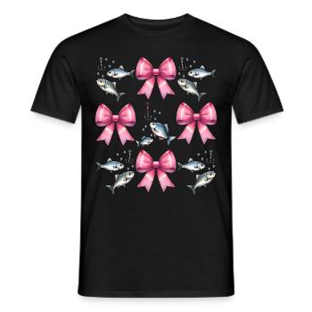 Coquette Bogen Angeln Angelhaken Rosa Schleife - Männer T-Shirt - Schwarz - Vorne - AI Model Male 178 light (178cm)
