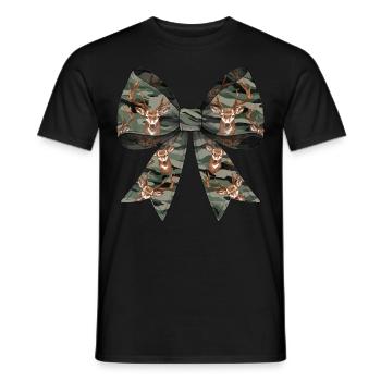 Coquette Bow Deer Hunting Hunter Camouflage Ribbon - Men's T-Shirt - black - Front - AI Model Male 178 light (178cm)