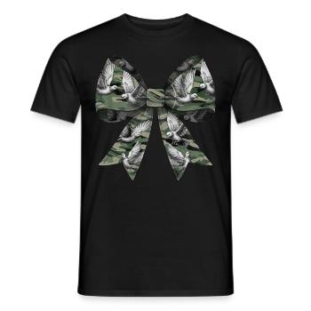 Coquette Bow Pigeon Hunting Hunter Camouflage Ribbon - Men's T-Shirt - black - Front - AI Model Male 178 light (178cm)