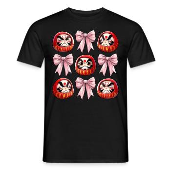 Coquette Bogen Daruma Puppe Japan Rosa Schleife - Männer T-Shirt - Schwarz - Vorne - AI Model Male 178 light (178cm)