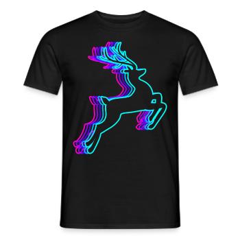 Retro Reindeer Christmas Santa Claus Vaporwave - Men's T-Shirt - black - Front - AI Model Male 178 light (178cm)