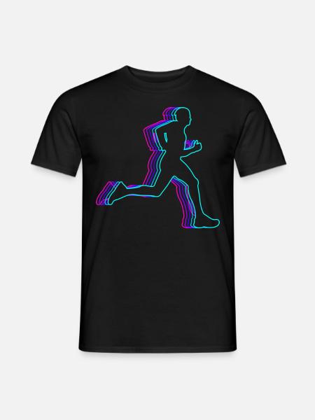 Retro Runner Marathonlauf Vaporwave - Männer T-Shirt - Schwarz