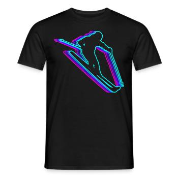 Ski rétro Ski skieur Vaporwave - T-shirt homme - noir - Devant - AI Model Male 178 light (178cm)