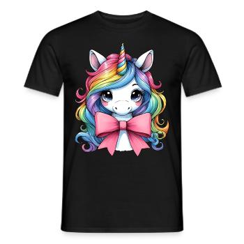Coquette Bow Unicorn Mothers Day Pink Bow - Men's T-Shirt - black - Front - AI Model Male 178 light (178cm)