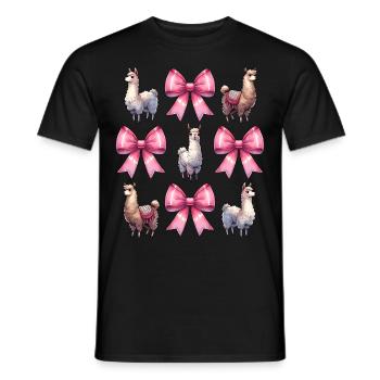 Coquette Bow Llama Alpaca Pink Ribbon Mom - Men's T-Shirt - black - Front - AI Model Male 178 light (178cm)