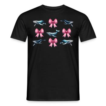 Coquette Bow Whale Ocean Animal Pink Bow Mom - Men's T-Shirt - black - Front - AI Model Male 178 light (178cm)