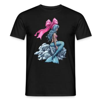 Coquette Bow Mermaid Girl Ribbon Pink - Men's T-Shirt - black - Front - AI Model Male 178 light (178cm)
