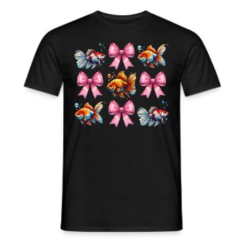 Coquette Bogen Goldfisch Fisch Mama Muttertag rosa - Männer T-Shirt - Schwarz - Vorne - AI Model Male 178 light (178cm)