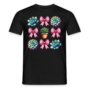 Coquette Bow Succulent Cactus Plant Mom - Men's T-Shirt - black - Front - AI Model Male 178 light (178cm)