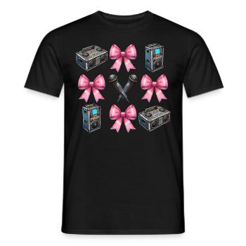 Coquette Bow Karaoke Singer Mic Speaker - Men's T-Shirt - black - Front - AI Model Male 178 light (178cm)