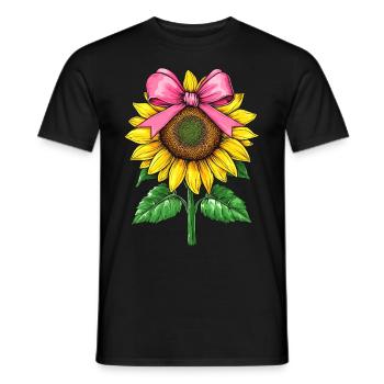 Coquette Bow Sunflower Cute Pink Plant Mom - Männer T-Shirt - Schwarz - Vorne - AI Model Male 178 light (178cm)
