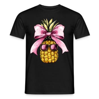 Coquette Bow Pineapple Sunglasses Hawaii Pink - Men's T-Shirt - black - Front - AI Model Male 178 light (178cm)