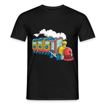 Locomotive à vapeur colorée pour les enfants - T-shirt homme - noir - Devant - AI Model Male 178 light (178cm)