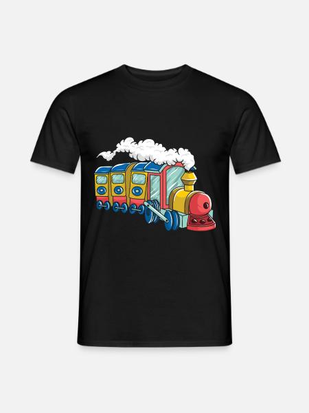 Locomotive à vapeur colorée pour les enfants - T-shirt homme - noir