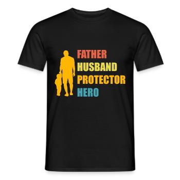 Vater, Ehemann, Beschützer, Held - Männer T-Shirt - Schwarz - Vorne - AI Model Male 178 light (178cm)