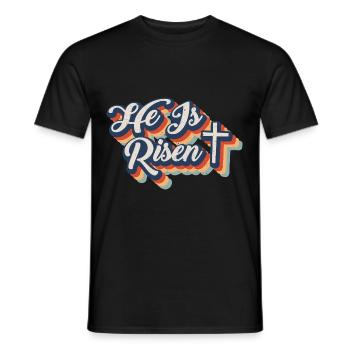 He is Risen Resurrection Jesus Christ Faith - Men's T-Shirt - black - Front - AI Model Male 178 light (178cm)