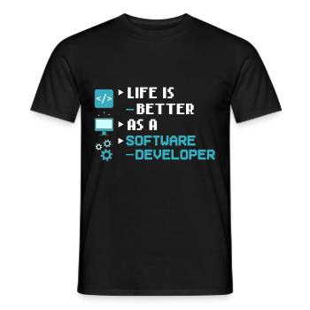 Software Development Software Developer Developer - Men's T-Shirt - black - Front - AI Model Male 178 light (178cm)