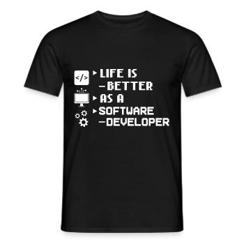 Software Development Software Developer Developer - Men's T-Shirt - black - Front - AI Model Male 178 light (178cm)