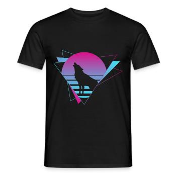 Wolf Vaporwave Wolfsrudel Wolf Wölfe - Männer T-Shirt - Schwarz - Vorne - AI Model Male 178 light (178cm)