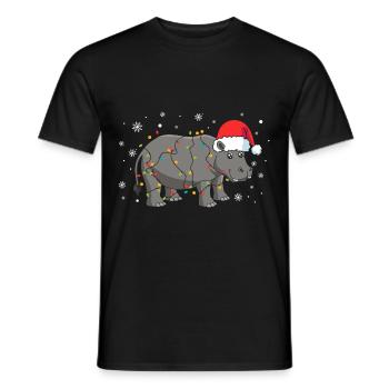 Nilpferd mit Weihnachtsmütze - Männer T-Shirt - Schwarz - Vorne - AI Model Male 178 light (178cm)