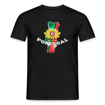Portugal - Carte et Emblème - T-shirt homme - noir - Devant - AI Model Male 178 light (178cm)