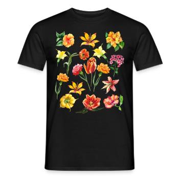 Botanical Orange Yellow Flower Power Wildflower - Men's T-Shirt - black - Front - AI Model Male 178 light (178cm)
