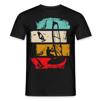 Windsurfer Windsurfen Retro Streifen Hell - Männer T-Shirt - Schwarz - Vorne - AI Model Male 178 light (178cm)