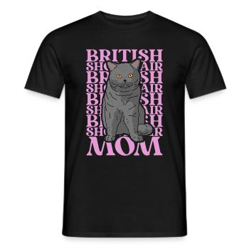 British Shorthair Mom Britisch Kurzhaar BKH Katze - Männer T-Shirt - Schwarz - Vorne - AI Model Male 178 light (178cm)