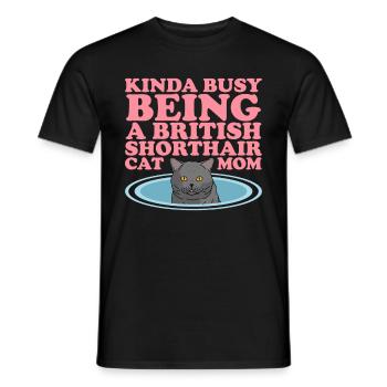 British Shorthair Maman Chats Chat Papa Cadeau - T-shirt homme - noir - Devant - AI Model Male 178 light (178cm)