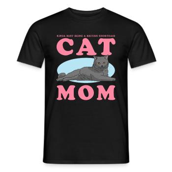 British Shorthair Maman Chat Chat Papa Cadeau - T-shirt homme - noir - Devant - AI Model Male 178 light (178cm)