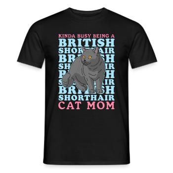 British Shorthair Mom | Chat Chat Papa Cadeau - T-shirt homme - noir - Devant - AI Model Male 178 light (178cm)