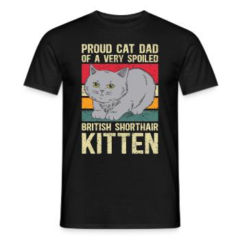 British Shorthair Papa Chat Cadeau - T-shirt homme - noir - Devant - AI Model Male 178 light (178cm)