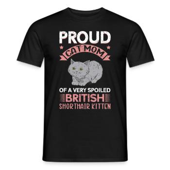 British Shorthair Mom Cats Cadeau - T-shirt homme - noir - Devant - AI Model Male 178 light (178cm)