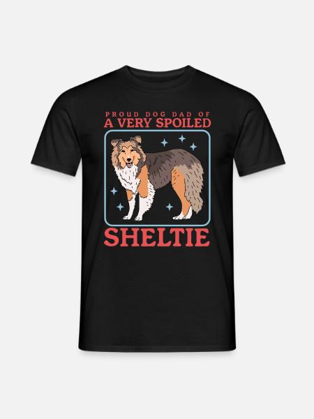 Sheltie Dad | Shetland Sheepdog Hunde Geschenk - Männer T-Shirt - Schwarz